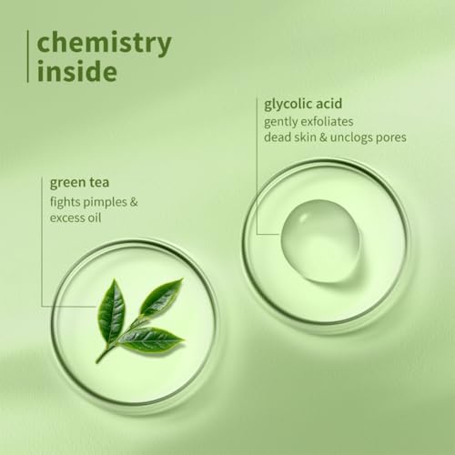 Plum Green Tea Pore Cleansing Face Wash for Oily, Acne Prone, Dry & Combination Skin | with Glycolic Acid | Fight Pimples & Control Excess Oil | Gentle Exfoliating & Non-Drying | Women & Men | 50ml