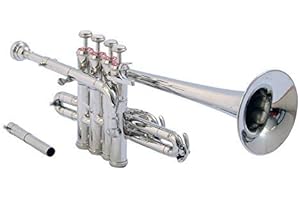 SM'SAI MUSICALS BB Low Pitch Piccolo Trumpet Set Professional Brass Instrument with Mouthpiece Cushioned Hard Case for School Bands Orchestras Beginners Kids Adults Advanced Students Nickel Silver