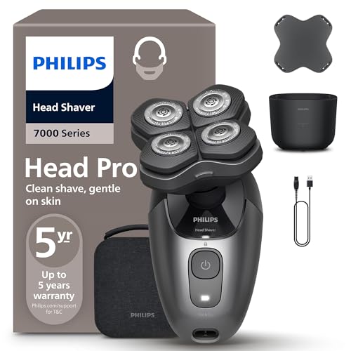 Philips Head Shaver Pro 7000 Series - Rasoir pour la tête pour hommes et femmes, tête flexible à 360° et lames ComfortCut pour un rasage efficace tout en douceur pour la peau, modèle HS7980/15
