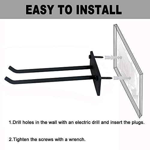 FRMSAET Wall Mounted Hanger Garage Tool Organizer Heavy Duty Rack Hardware Steel Utility Decorative Metal Multi-Tools Utility Storage Hooks,Includes Screws and Anchors(2, Black)