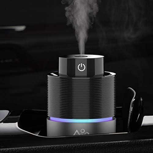 Vyaime USB Car Essential Oil Diffuser Air Freshener,Colorful LED Lights Home Aromatherapy Humidifier,Continuous/Intermittent 200mL 7Hours for Office Travel Vehicle(Black-Grey)