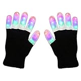 Ausein LED Gloves, Light up Gloves Glow Rave Gloves Fingertip Lights Flashing Colorful Gloves Light-up Toys for Kids Adult Girls Boys Halloween Christmas Xmas Gift Party Club Light Show