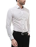 Bentibo Mens White Long Sleeve Button Front Cotton Casual Dress Shirt Classic Fit M