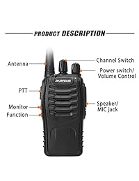 Walkie Talkies recargable Sunreal para adultos, BF 888S Radio bidireccional de largo alcance con auricular