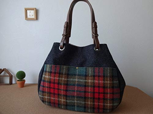 Amazon Co Jp ハンドメイド トートバッグ タータンチェック ウール