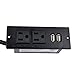 UL Listed Recessed Professional Desktop Power Grommet Data Hub Outlets, 2-Socket Dual USB Port&10 FT Power Cord (2 outlets Dual USB)