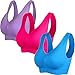 BADI NA Women's Comfort Revolution Wirefree Bra Blue & Purple & Rose(3 Pack) XL