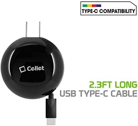 Cellet Type-C Powerful Fast Charging Wall Charger Compact Retractable (3A/15W) Compatible for Alcatel 7, REVVL 2 Plus, Idol 4S, Idol 5, PulseMix A50 A5 and Other Type C Smartphone