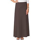 Baby'O Women's Stretch Cotton Knit Panel Maxi A-Line Skirt