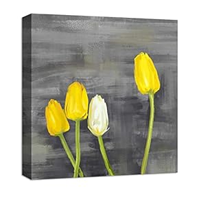 Canvas Wall Art Beautiful Tulip Flowers Painting Artwork for Home Prints Framed - 12x12 inches