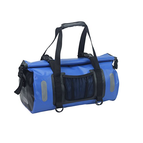 WILD HEART Waterproof Bag Duffel Bag 20L with Welded Seams Shoulder Straps, Mesh Pocket for Kayaking, Camping, Boating,Bycycle,Motorcycle (Blue, 20L)