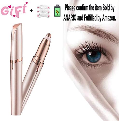 Electric Eyebrow Hair Remover Mini Eyebrow Trimmer Painless Safe Facial Hair Removal for Women As Seen On TV (Battery Included) (Rose Gold)