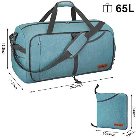 Canway 65L Travel Duffel Bag, Foldable Weekender Bag with Shoes Compartment for Men Women Water-proof & Tear Resistant 2 Canway 65L Travel Duffel Bag, Foldable Weekender Bag with Shoes Compartment for Men Women Water-proof & Tear Resistant