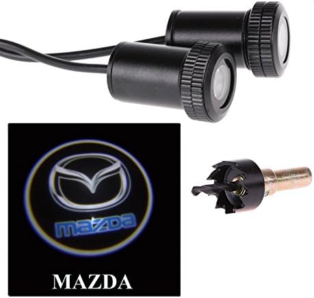 Slite Universal Car LED Projector Door Lamp Ghost Shadow Welcome Light Laser Emblem Logo Kit for BMW with Stylus Dust Plug- 1 Pair (Mazda)
