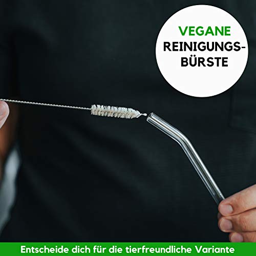EcoYou Glas Strohhalme Gebogen 6er Set + Reinigungsbürste aus Sisal & Smoothie Rezepte Wiederverwendbare Trinkhalme 23… – Bild 4