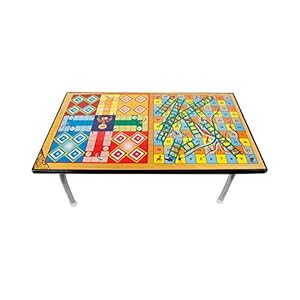 Toys Treasure Multipurpose Wooden Foldable 2 in 1 Ludo Gaming Table for Kids, Multicolor