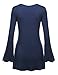 MBJ WT1055 Womens V Neck Long Bell Sleeves Pullover Tunic Top XL NAVY