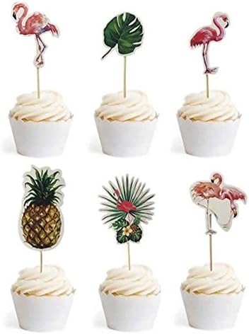 Amazon Com Palm Leaves Pink Flamingo Party Cupcake Toppers