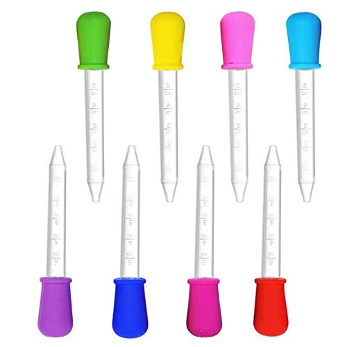 Silicone Liquid Droppers, 8 Pcs Clear Plastic Droppers Pipettes Bulb Tip Eye Dropper for Candy Molds Baby Feeder, Gummy Mold and Crafts