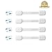 Child Safety Locks 4 Pack by Vanble, Baby Proofing Cabinets, Drawers, Fridge, Toilet Seats - Easy to Use & No Tools or Drilling - New Bonus: Reusable with Extra 3M Adhesive Included, White