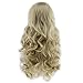 Women's Long Wavy Curly Dark Golden Hair Anime Cospaly Wigs +Wig Cap