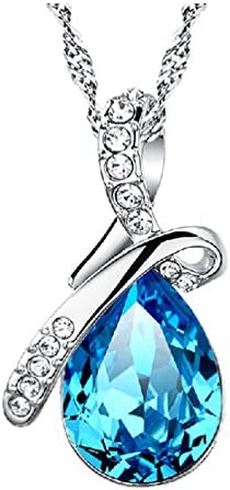 Luoke Women's Angel Teardrop Crysta Bracelet Earring Necklace Jewelry Set (Necklace)
