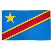 Alternative Novelties Pack of 3 Congo Democratic Republic Flag 3x5 Ft, Polyester National Flag with Brass Grommets, Double Stitched, Indoor Outdoor Country Banner