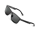 VEITHDIA 6560 Fashion Mirrored UV400 Polarized Driving Sunglasses for Men Women (Black, Black)