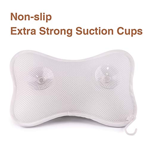 Bath Pillow Bathtub Spa Massage Pillows Non-slip 2 Strong Suction Cups Support for Head Neck Back 3D Mesh Home Luxury Relaxation - Thumbnail 2