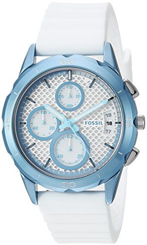 Fossil Women's 'Modern Pursuit' Quartz Metal and Silicone Casual Watch, Color:White (Model: ES4222)