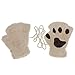 APAS Women Winter Fluffy Bear Cat Plush Paw Claw Glove Half Finger Cute Gloves Mittens Beige