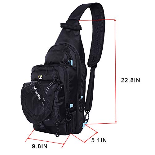 Kylebooker Fishing Pack Fishing Crossbody Gear Storage Shoulder Bag (Black with Blue)