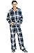 Alexander Del Rossa Mens Fleece Onesie, Hooded Footed Jumpsuit Pajamas, Large Blue and White Plaid (A0320P27LG)