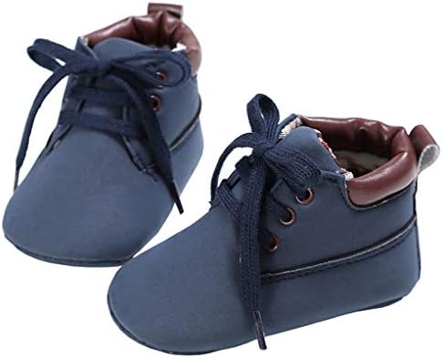 Baby Boys Lace-up Chukka Boots Anti-Slip Soft Sole First Walking Crib Shoes