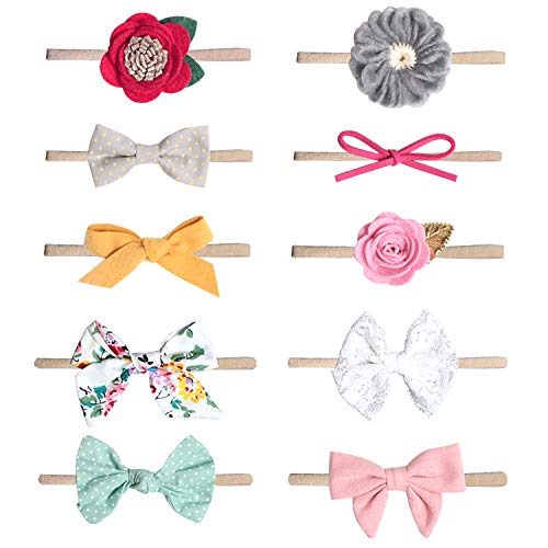 image for Elesa Miracle Baby Girl Nylon Headbands and Bows Gift Box Set for Newb