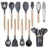 Kitchen-Utensil-Set-Cooking-Silicone-Utensil-Set-with-Holder-Heat-Resistant-Cooking-Tools-Turner-for-Baking-Non-Scratch-Non-Stick-BPA-Free-Cooking-Accessories-Gadgets-Tools-Grey-12-Pcs Kitchen Utensil Set Cooking Silicone Utensil Set with Holder Heat Resistant Cooking Tools Turner for Baking Non-Scratch…