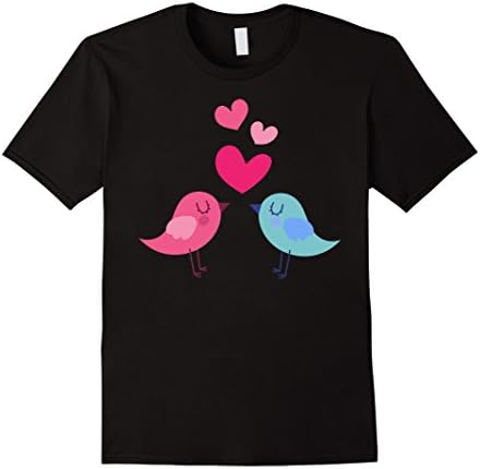 Men's Love Bird Hearts tshirt Medium Black