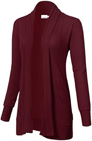 ARC Studio Women's Long Sleeve Open Front Draped Cardigans with Pocket (S-XL)