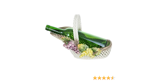Amazon Com Threestar Capodimonte Authentic Italian Wine Bottle Holder Oval Woven Fruit Basket W Handles Grapes 16 X 14 Made In Italy Home Kitchen