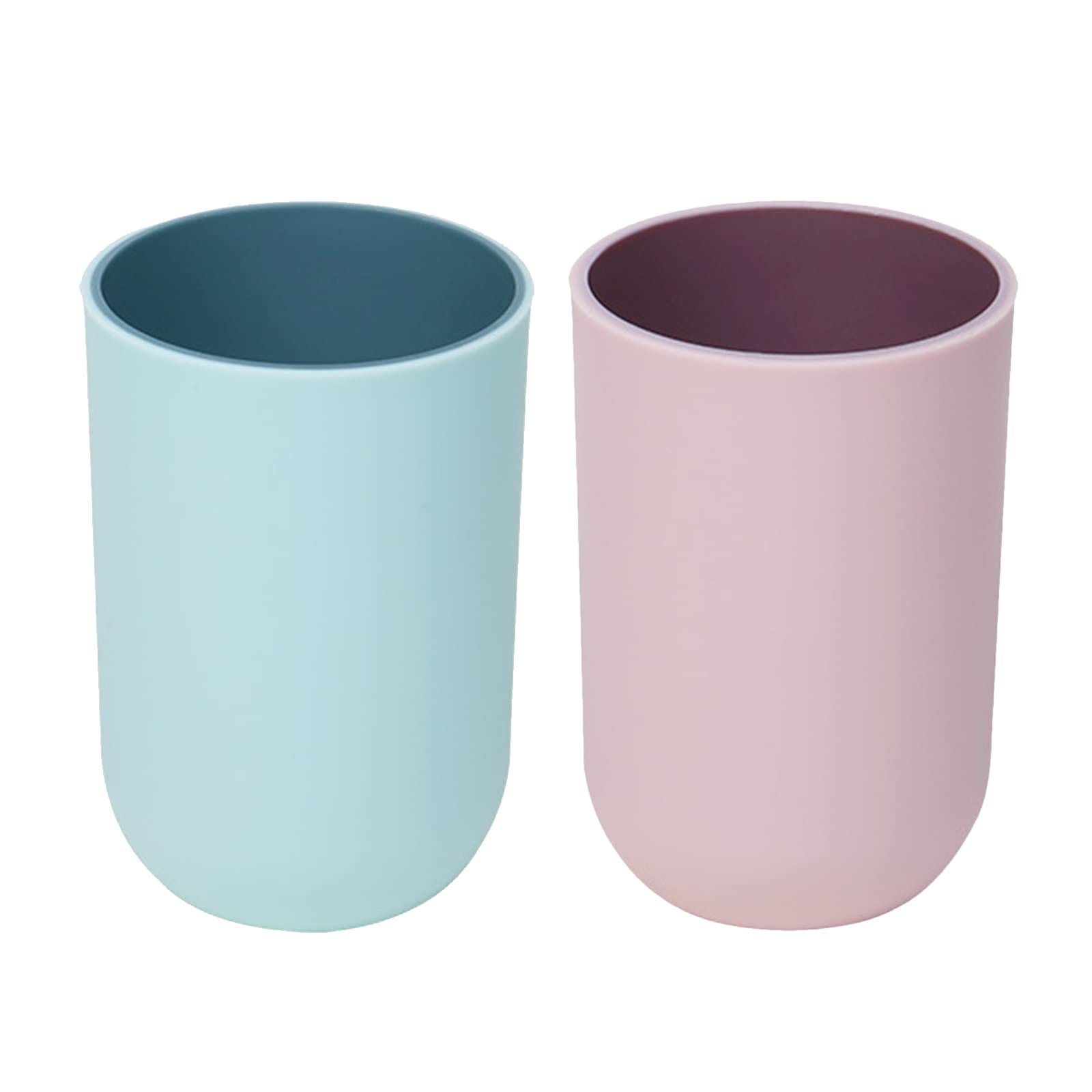 Mousyee Plastic Toothbrush Tumbler, Simple Design Bathroom Rinsing Wash Mug, 2 Pcs Reusable Travel Camping Toothbrush Cups
