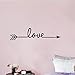 CUGBO Love Arrow Wall Quotes, Black Vinyl Wall Decal Sticker Waterproof Wall Art Dcor for Home Living Room Decoration