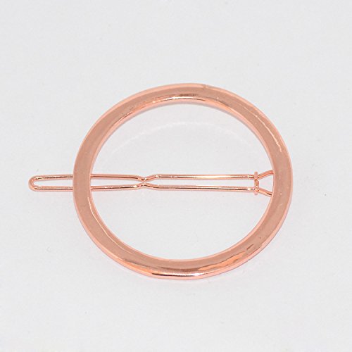 MANDI HOME 2 Pack Women's Stylish Round Metal Hair Clip Pin Hair Accessories Side Pin Hairpin Gold Clasp Pin Ponytail Holder (Rose Gold)