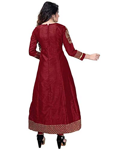 infotech women's banglori silk anarkali gown semi-stiched.