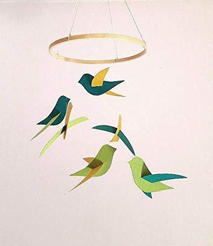 Mobile Chambre Bébéoiseaux Vert En Papier Recyclécercle En