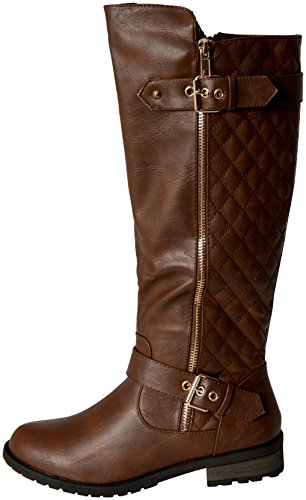 Forever Mango-21 Women's Winkle Back Shaft Side Zip Knee High Flat Riding Boots Brown 7.5