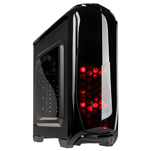 Kolink - Aviator Midi-Tower - Computer Case, PC Case, ATX Case, Acrylic Window Gaming PC Case, Computer Case Black Case, red LED
