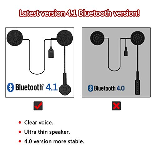 Maveek Motorcycle Helmet Bluetooth 4.1 Earphone Bicycle Wireless Intercom Headset Stereo Helmet Headphones with Hands Free Speakers Music Call Control Wide Compatibility Headsets