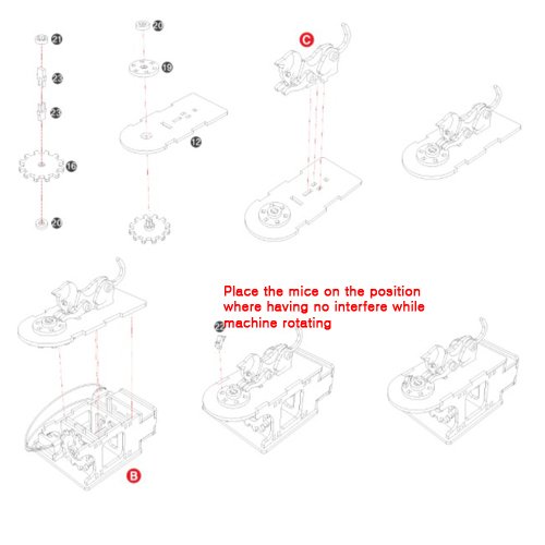 Mize Wooden Automata Assembly Model kits (Moving Cat Chasing Mouse) Motor Operating Mechanical 3D Puzzles for Kids & Adults, Home Room Office Interior Decor