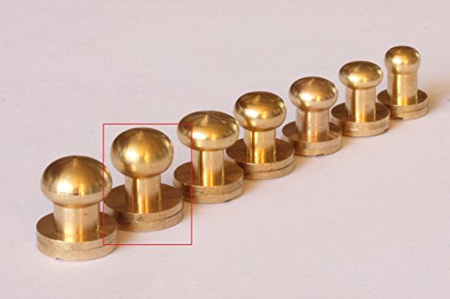 5 Sets, Brass Head, Button Stud Screw back Spots for Leather, base:10mm (2/5 inch), head:8mm (5/16 inch), height(without screw): 10mm (2/5 inch)