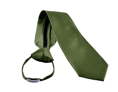 Romario ManziniMen's Zipper Tie Neckwear Collection - Olive